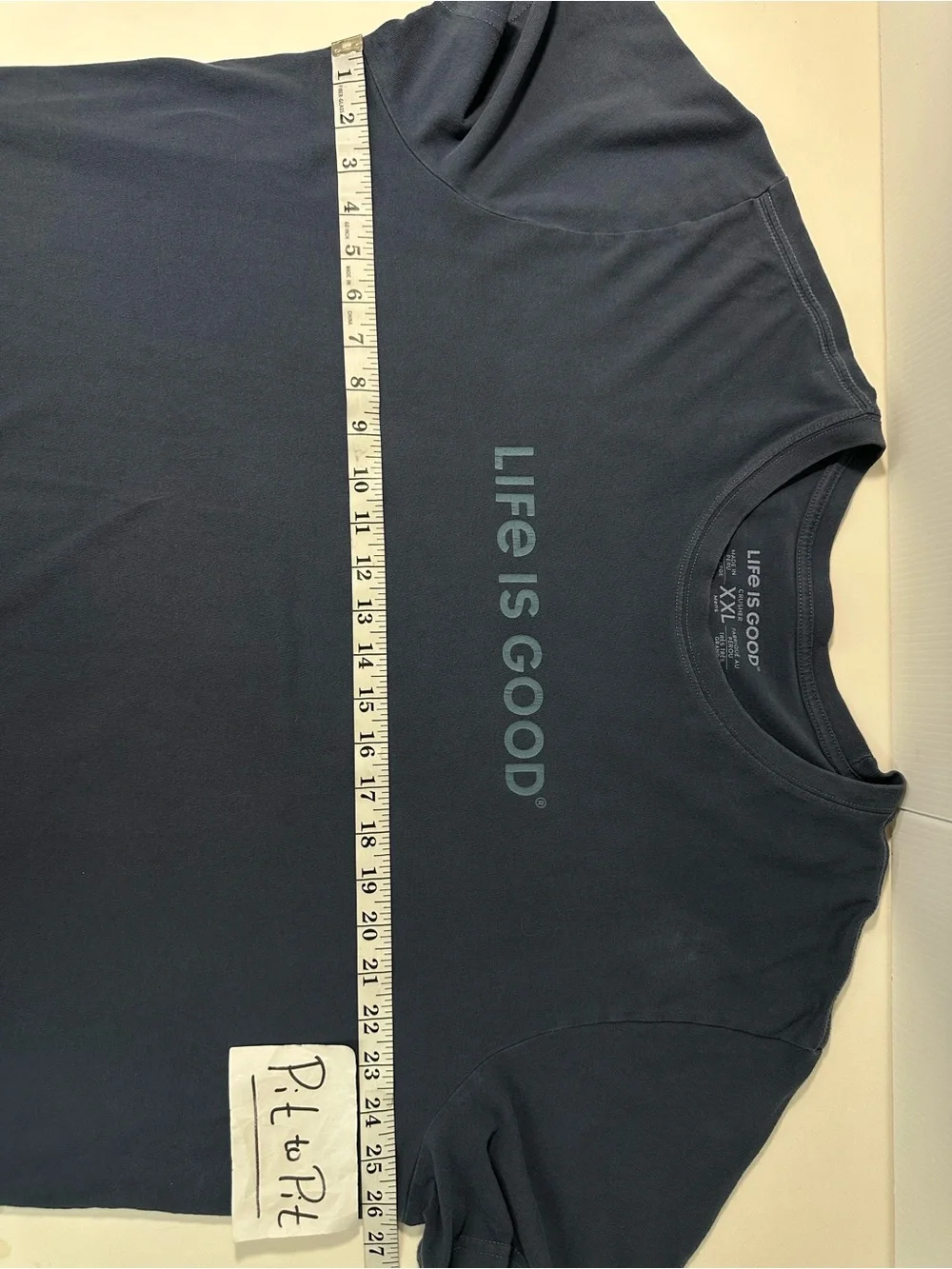Life Is Good Crusher Men's Crewneck T-Shirt in Slate Blue Sz XXL